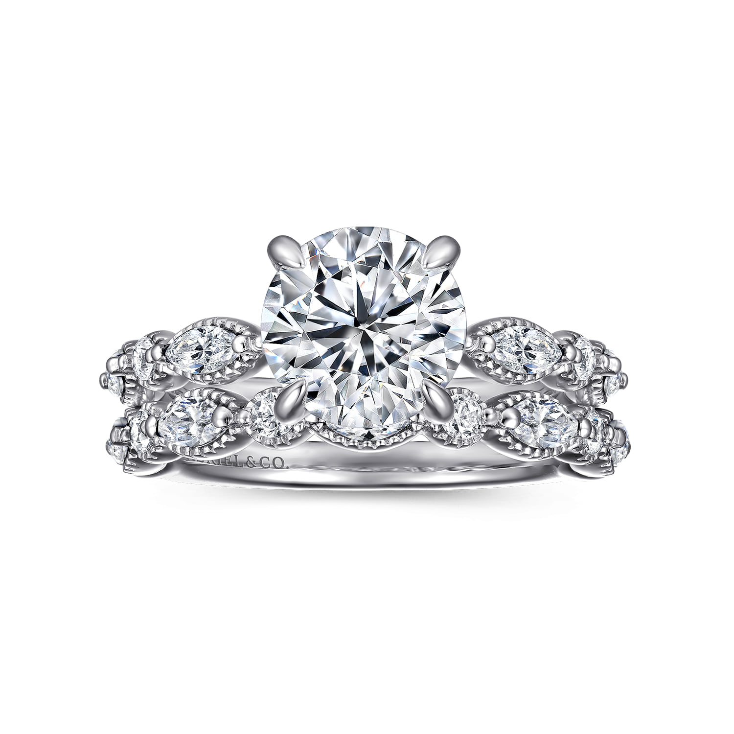 Round Diamond Engagement Ring in 14K White Gold, photograph 4