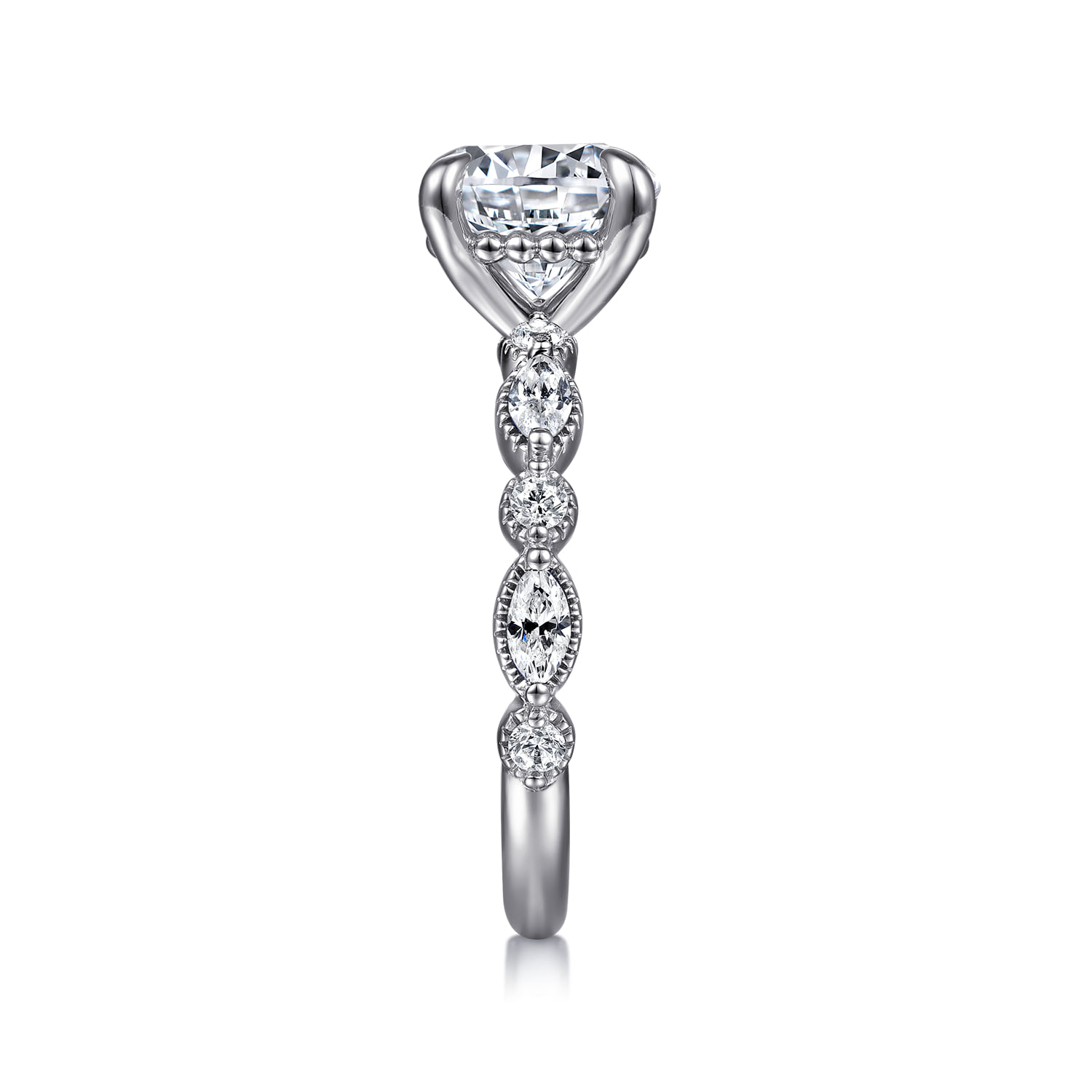 Round Diamond Engagement Ring in 14K White Gold, photograph 5
