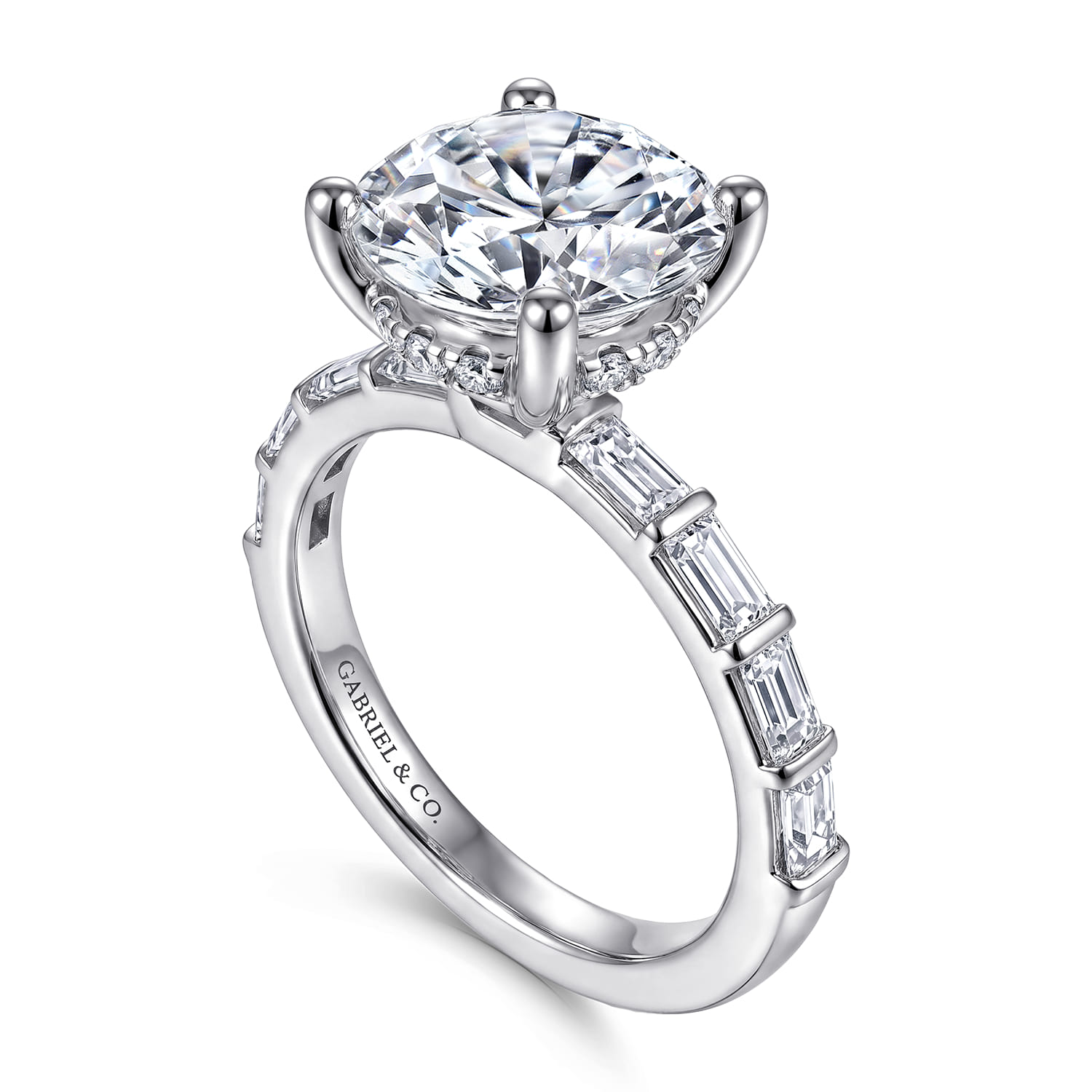 Round Diamond Engagement Ring in 14K White Gold, photograph 3