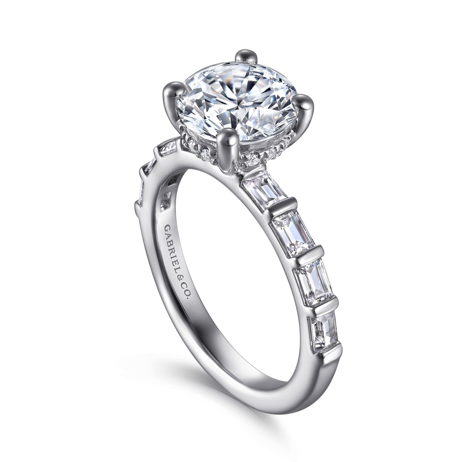 Round Diamond Engagement Ring in 14K White Gold, photograph 3