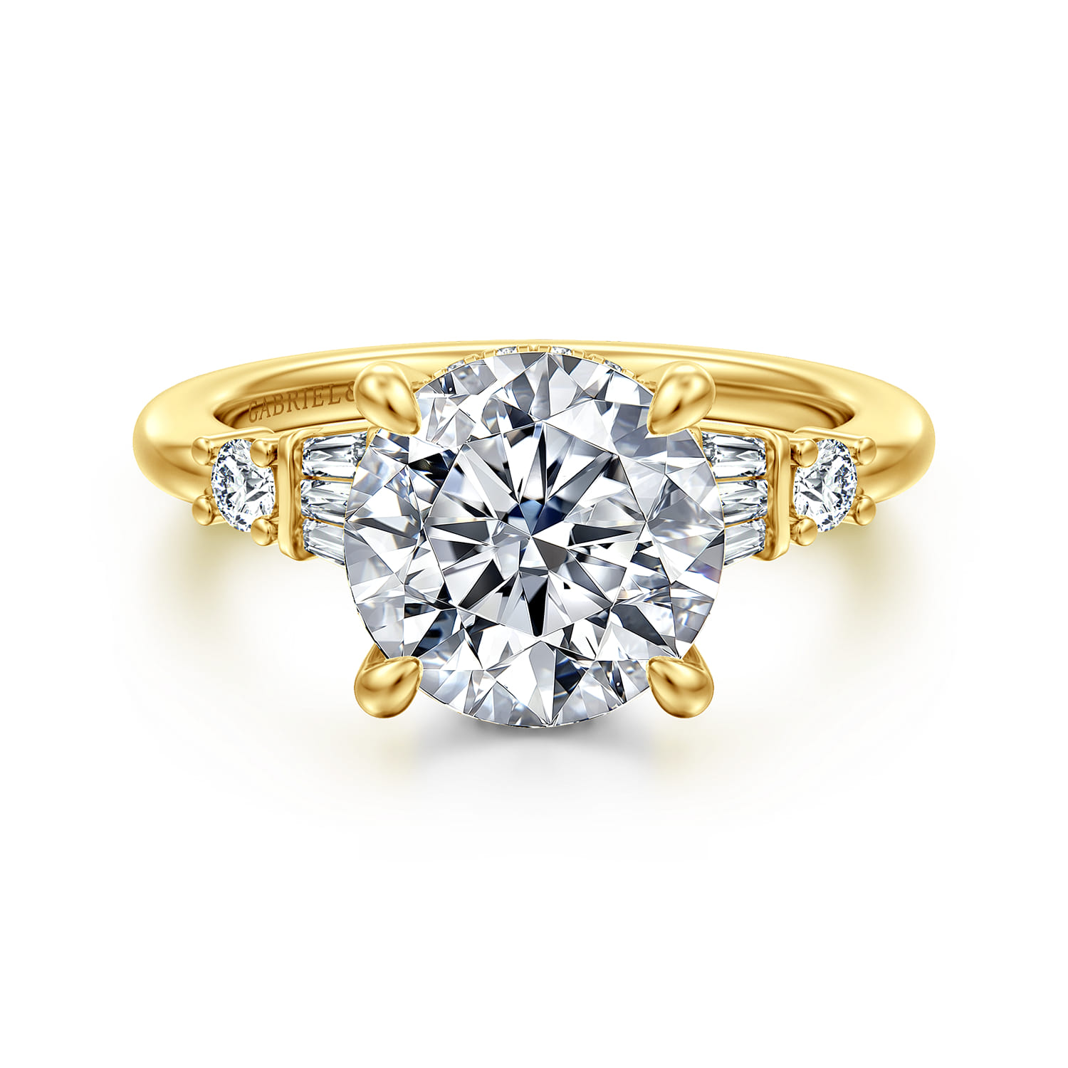 Round Diamond Engagement Ring in 14K Yellow Gold