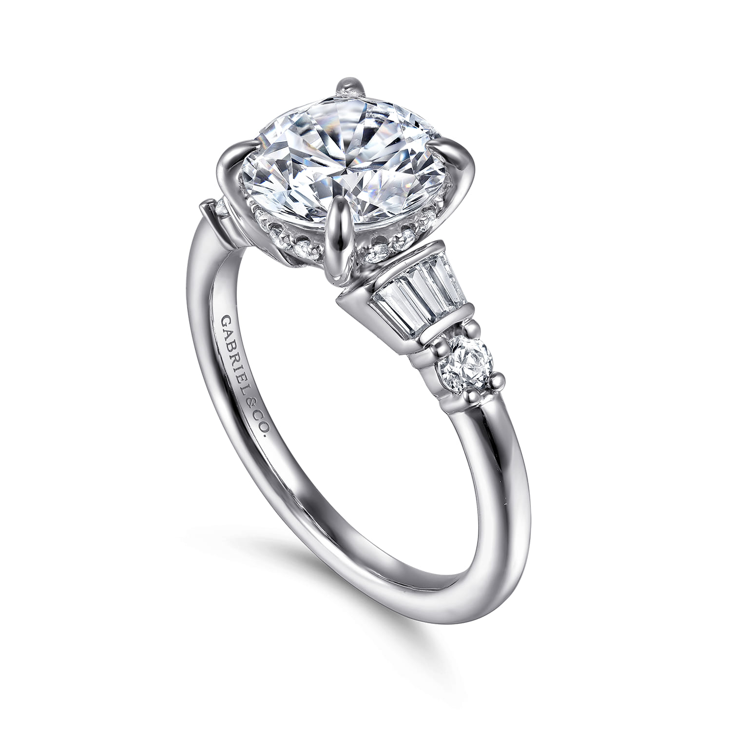 Round Diamond Engagement Ring in 14K White Gold, photograph 3
