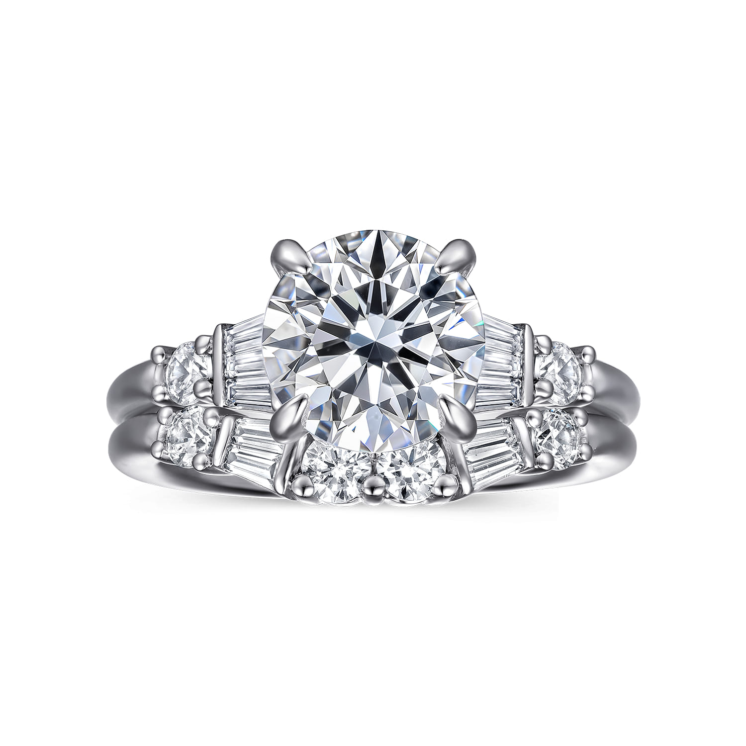 Round Diamond Engagement Ring in 14K White Gold, photograph 4