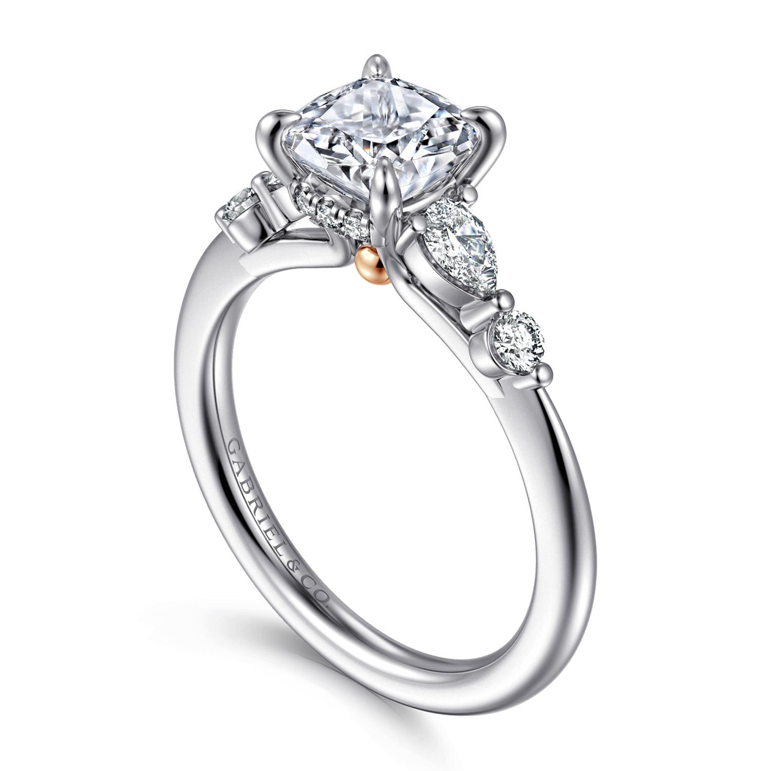 Cushion Diamond Engagement Ring in 14K White/Rose Gold, photograph 3