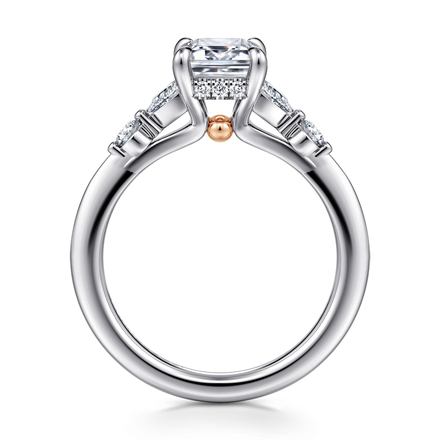 Emerald Diamond Engagement Ring in 14K White/Rose Gold, photograph 2