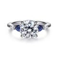 Kallie - 14K White Gold Round Diamond and Sapphire Engagement Ring