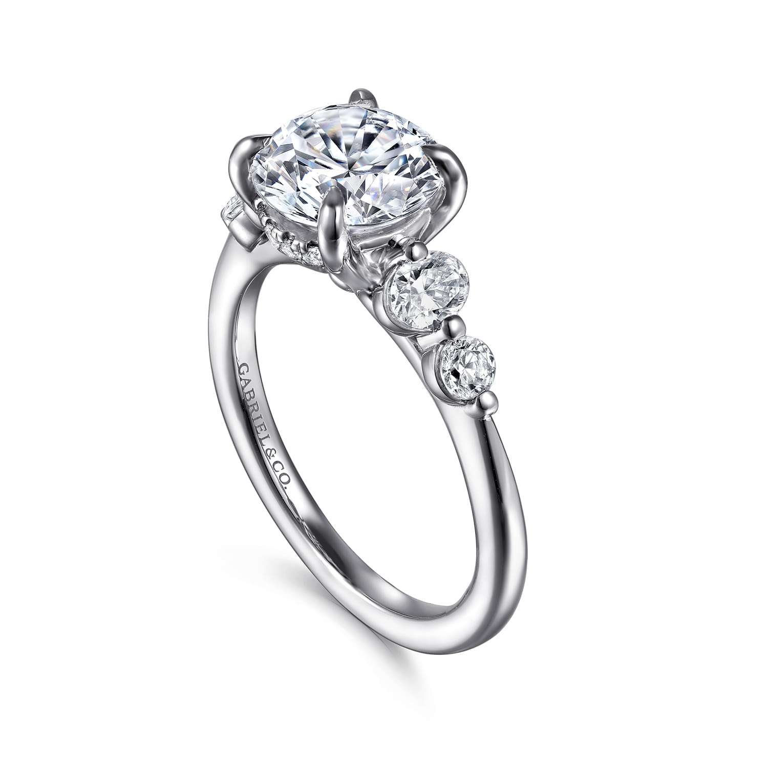 Round Diamond Engagement Ring in 14K White Gold, photograph 3