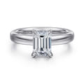 Neema - 14K White Gold Emerald Cut Diamond Engagement Ring