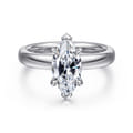 Neema - 18K White Gold Marquise Shape Diamond Engagement Ring