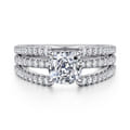 Rivah - 14K White Gold Split Shank Cushion Cut Diamond Engagement Ring