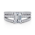 Rivah - 14K White Gold Split Shank Emerald Cut Diamond Engagement Ring