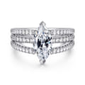 Rivah - 14K White Gold Split Shank Marquise Shape Diamond Engagement Ring