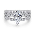 Rivah - 14K White Gold Split Shank Pear Shape Diamond Engagement Ring