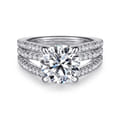 Rivah - 14K White Gold Split Shank Round Diamond Engagement Ring