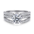 Rivah - 14K White Gold Split Shank Round Diamond Engagement Ring