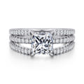Rivah - 14K White Gold Split Shank Princess Cut Diamond Engagement Ring