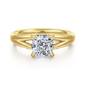 Sanah - 14K Yellow Gold Split Shank Cushion Cut Diamond Engagement Ring