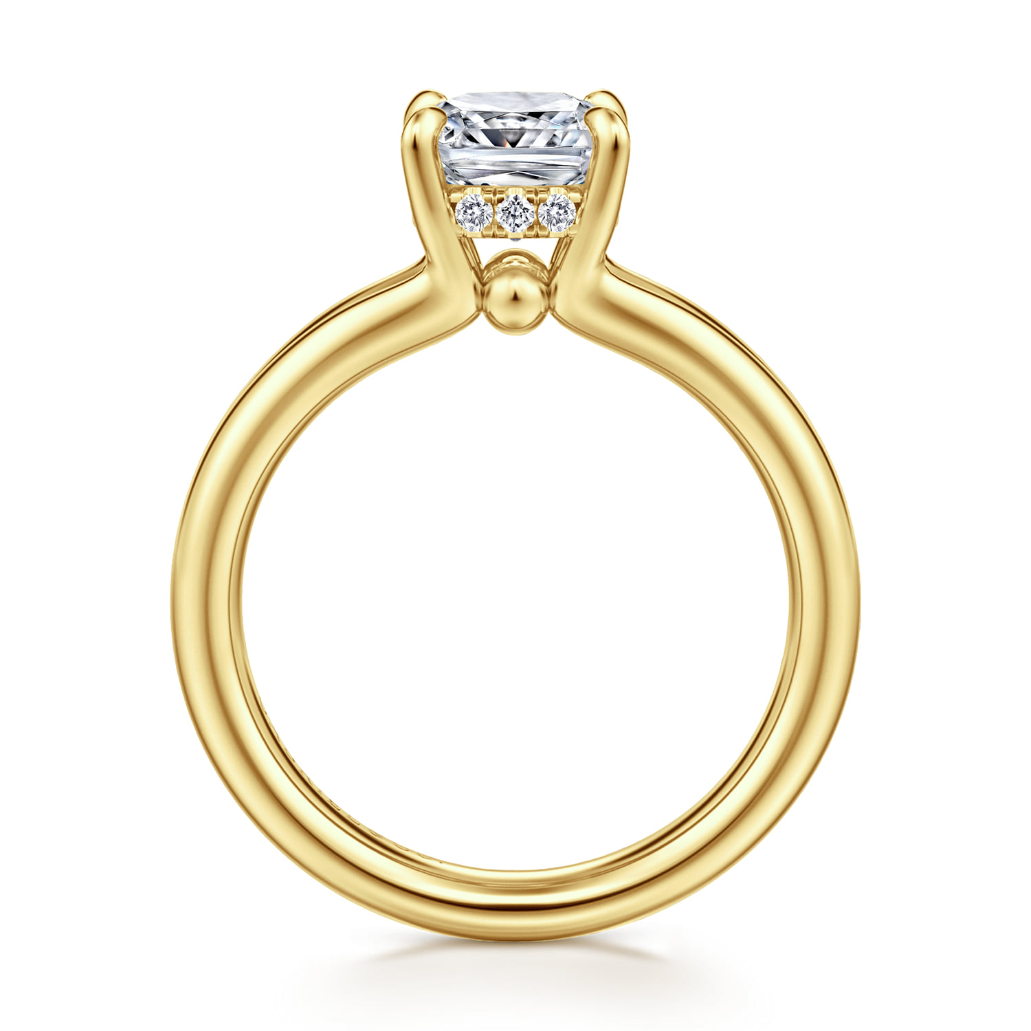 Cushion Split Foundation Diamond Engagement Ring in 14K Yellow Gold, photograph 2