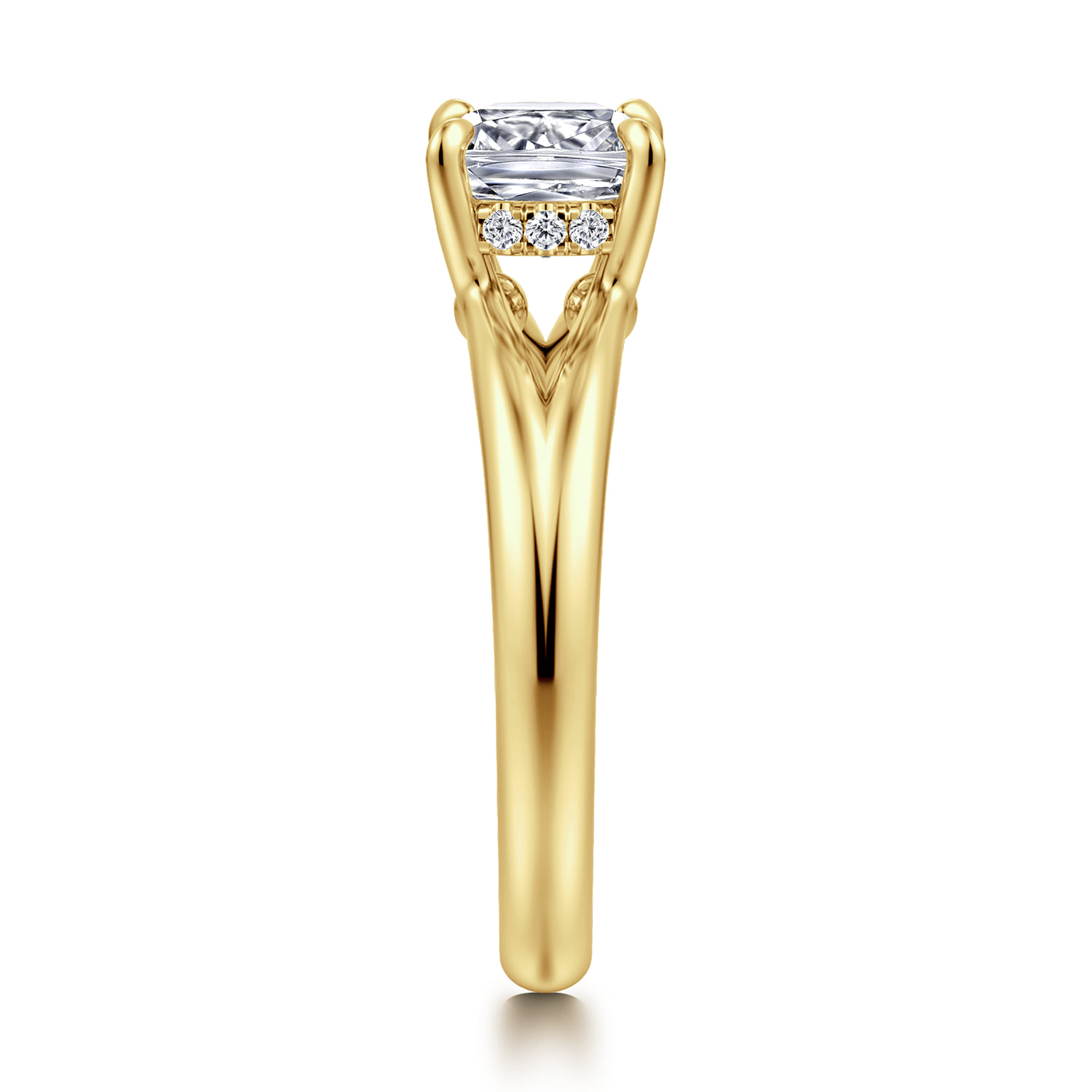 Cushion Split Foundation Diamond Engagement Ring in 14K Yellow Gold, photograph 4