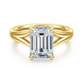 Sanah - 14K Yellow Gold Split Shank Emerald Cut Diamond Engagement Ring