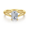 Sanah - 14K Yellow Gold Split Shank Emerald Cut Diamond Engagement Ring