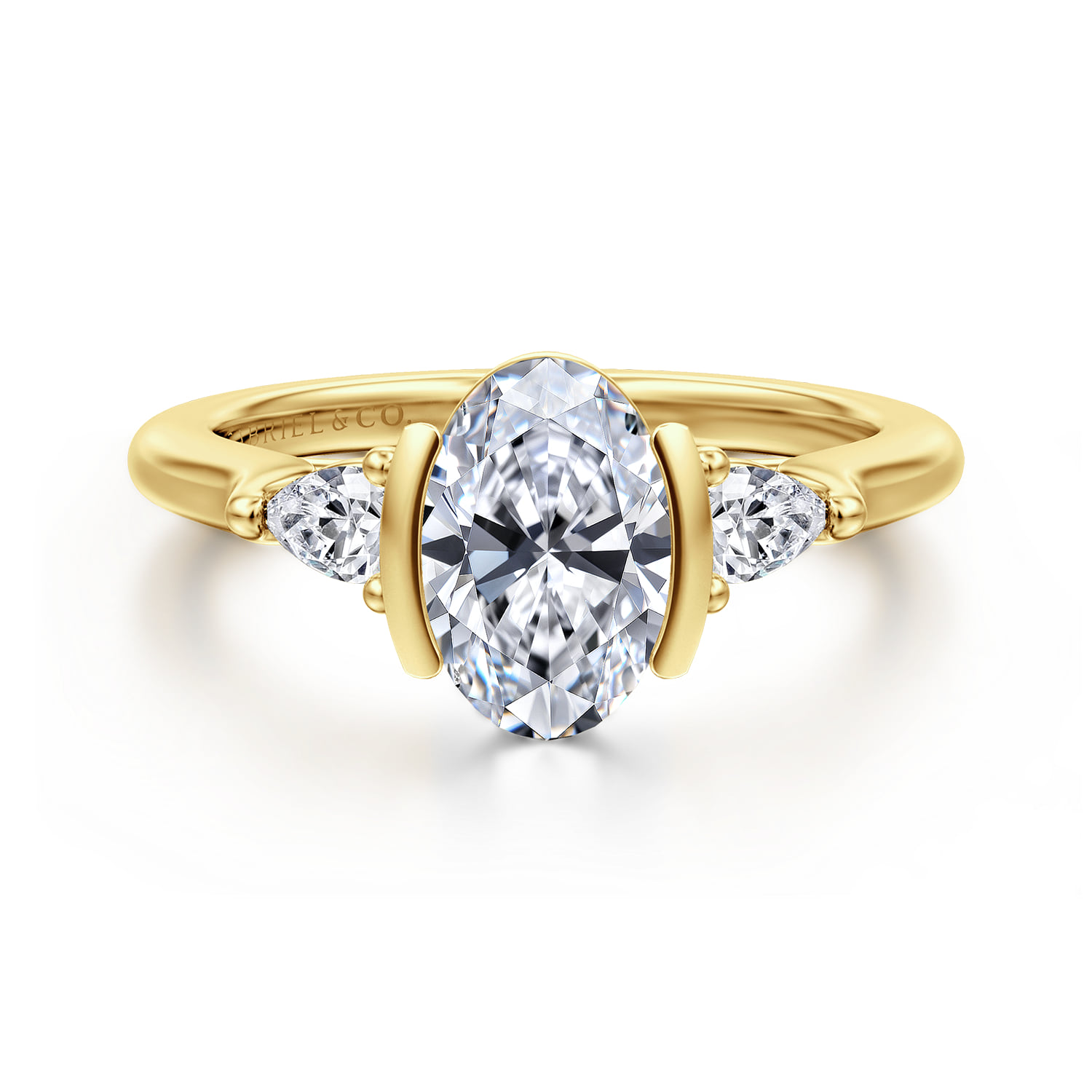 Half Bezel Three Stone Diamond Engagement Ring
