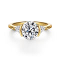 Alesandra - 14K Yellow Gold Half Bezel Round Three Stone Diamond Engagement Ring