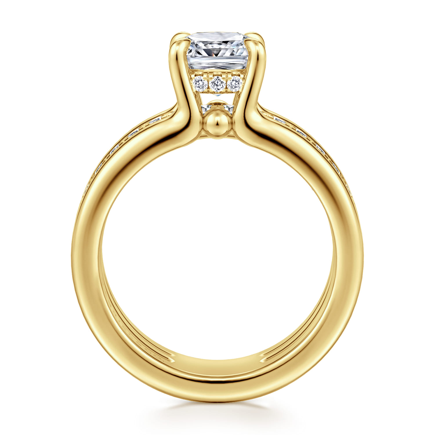 Cushion Diamond Engagement Ring in 14K Yellow Gold, photograph 2