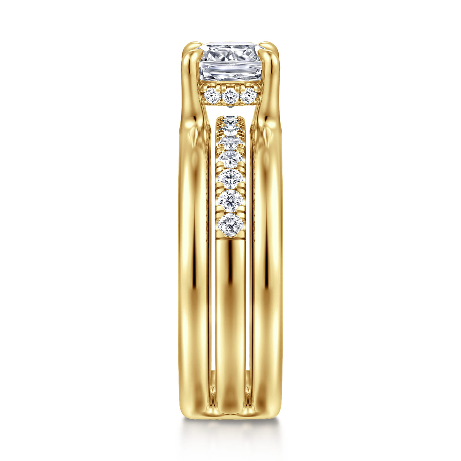 Cushion Diamond Engagement Ring in 14K Yellow Gold, photograph 4