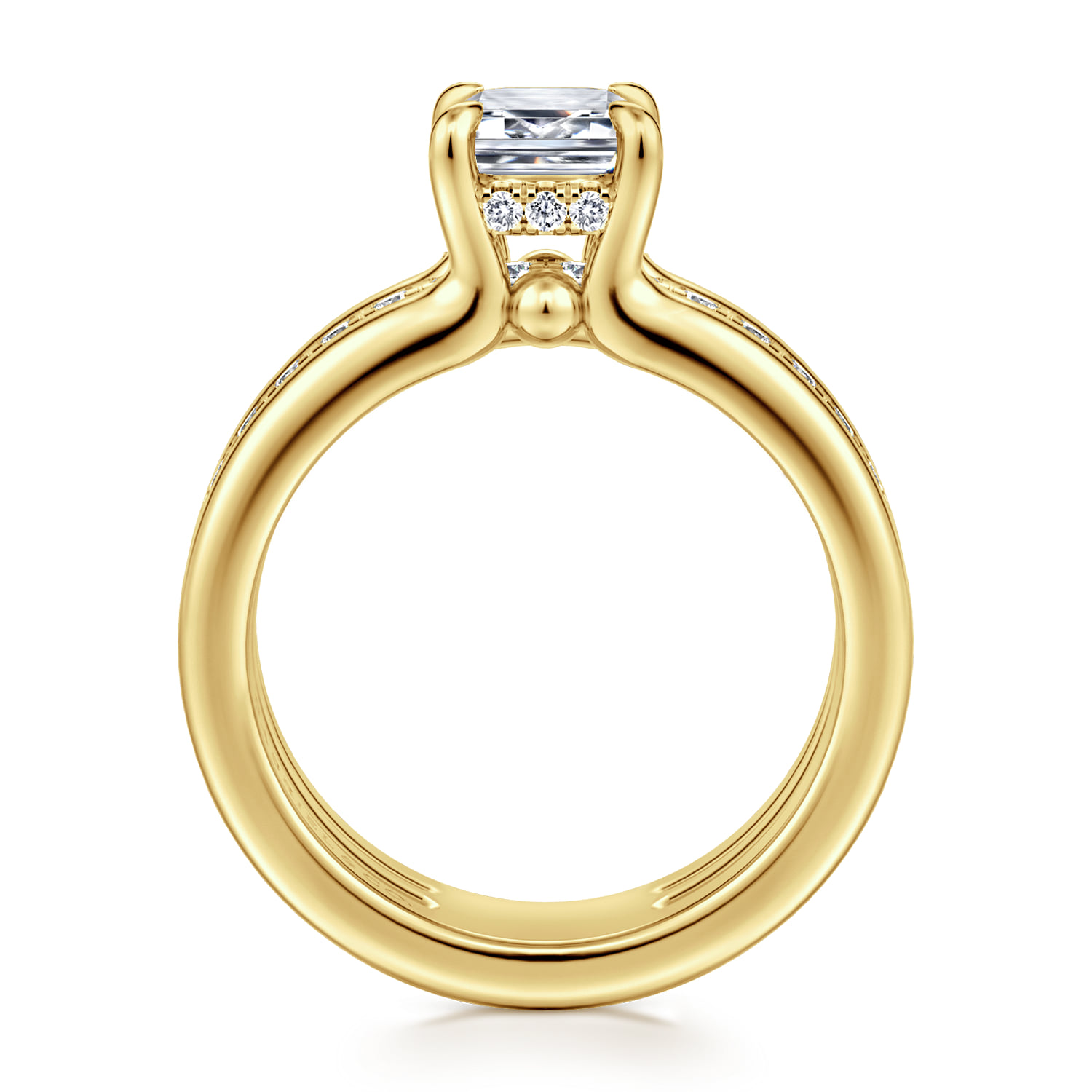 Emerald Diamond Engagement Ring in 14K Yellow Gold, photograph 2