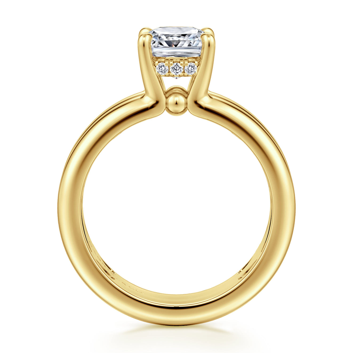 Cushion Diamond Engagement Ring in 14K Yellow Gold, photograph 2