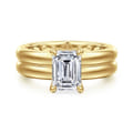 Robin - 14K Yellow Gold Emerald Cut Diamond Engagement Ring
