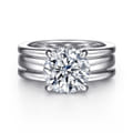 Giova - 14K White Gold Round Diamond Engagement Ring