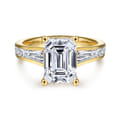 Juney - 14K Yellow Gold Channel set Baguette Emerald Cut Diamond Engagement Ring