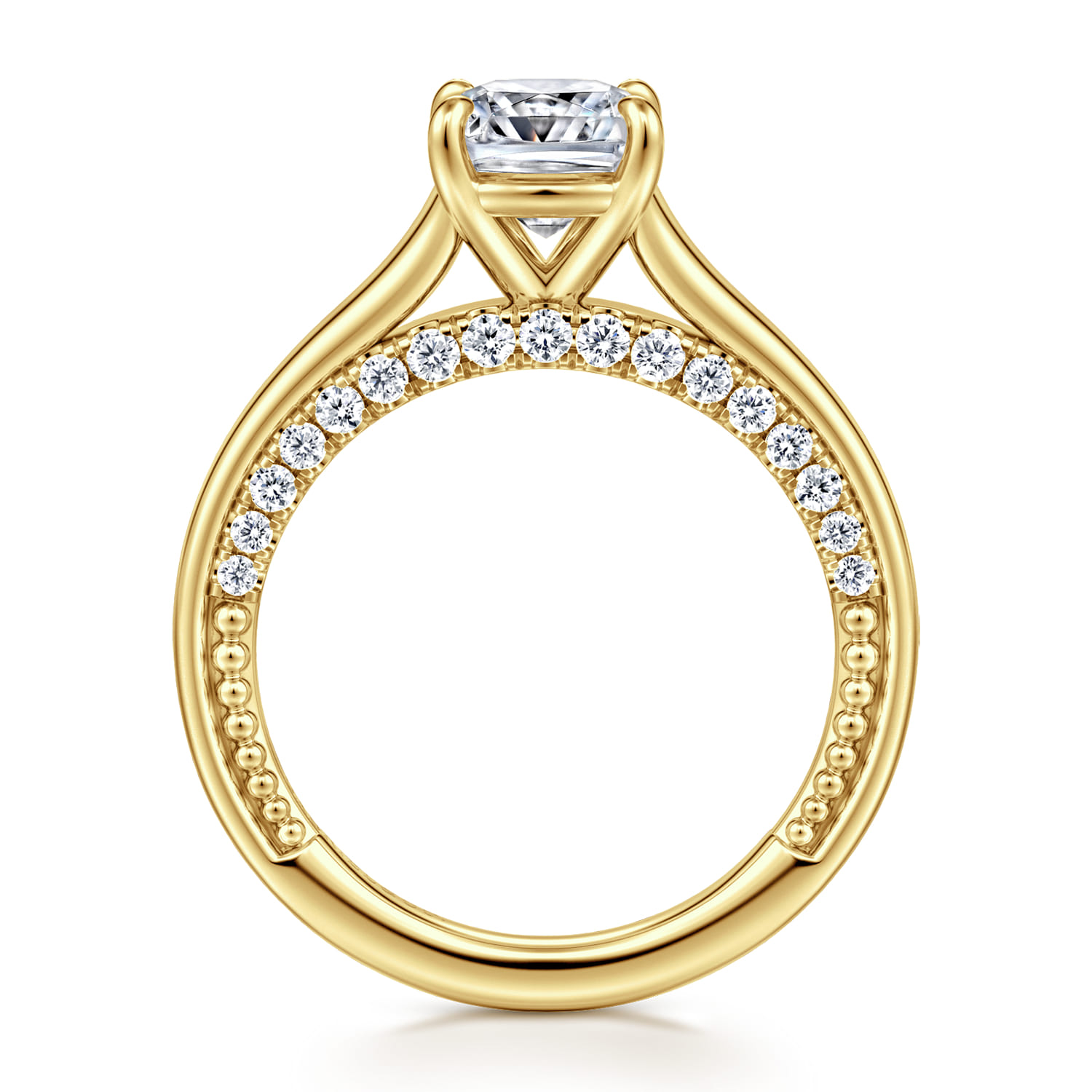 Cushion Diamond Engagement Ring in 14K Yellow Gold, photograph 2