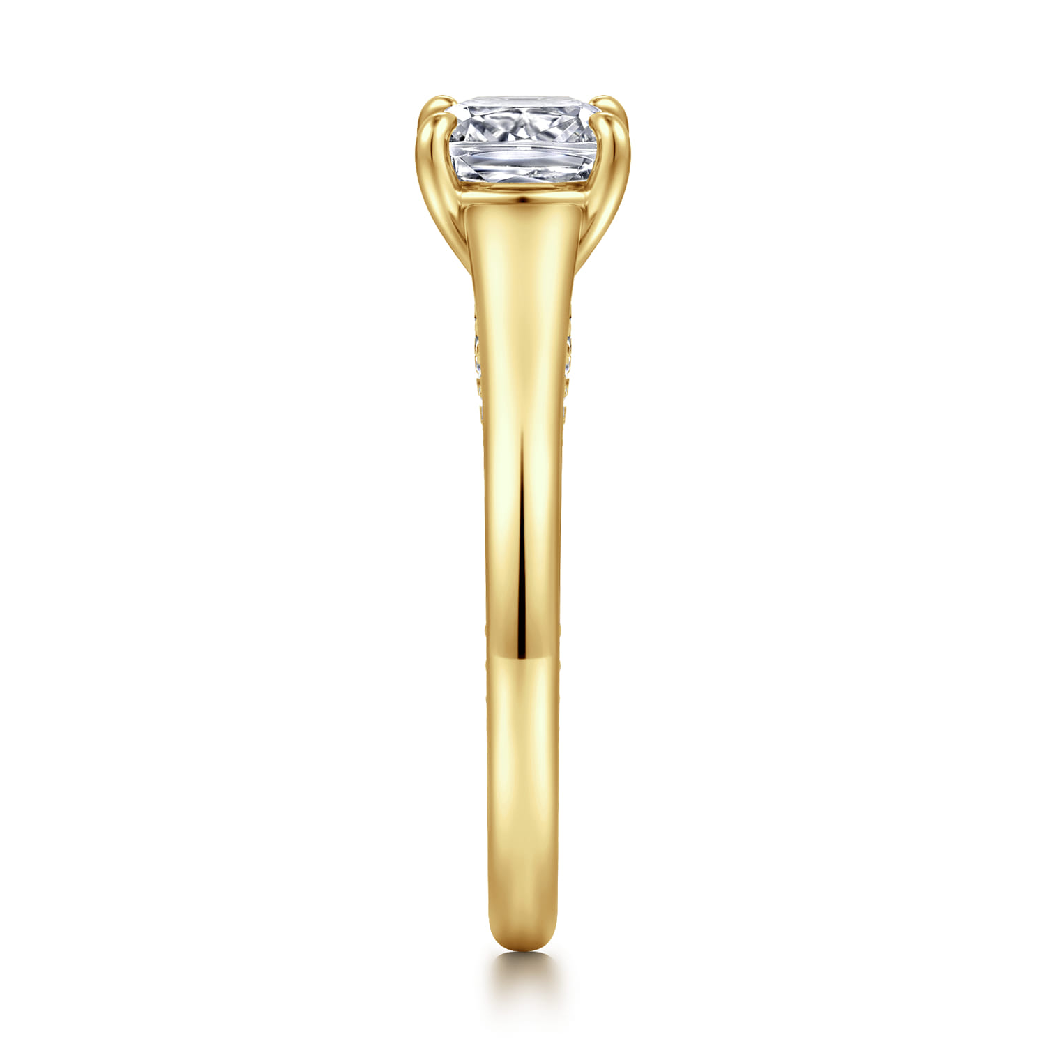 Cushion Diamond Engagement Ring in 14K Yellow Gold, photograph 4
