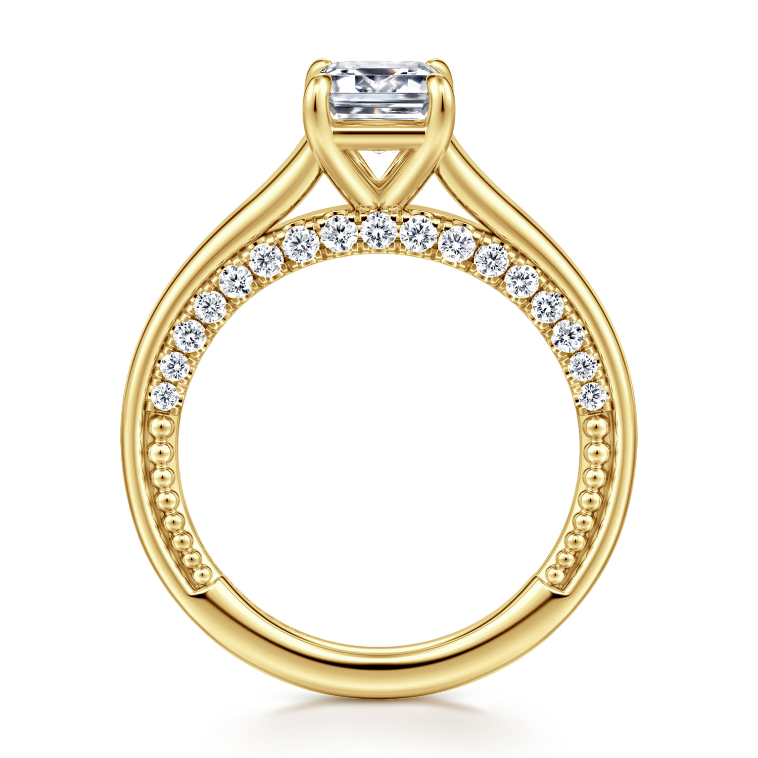 Emerald Diamond Engagement Ring in 14K Yellow Gold, photograph 2