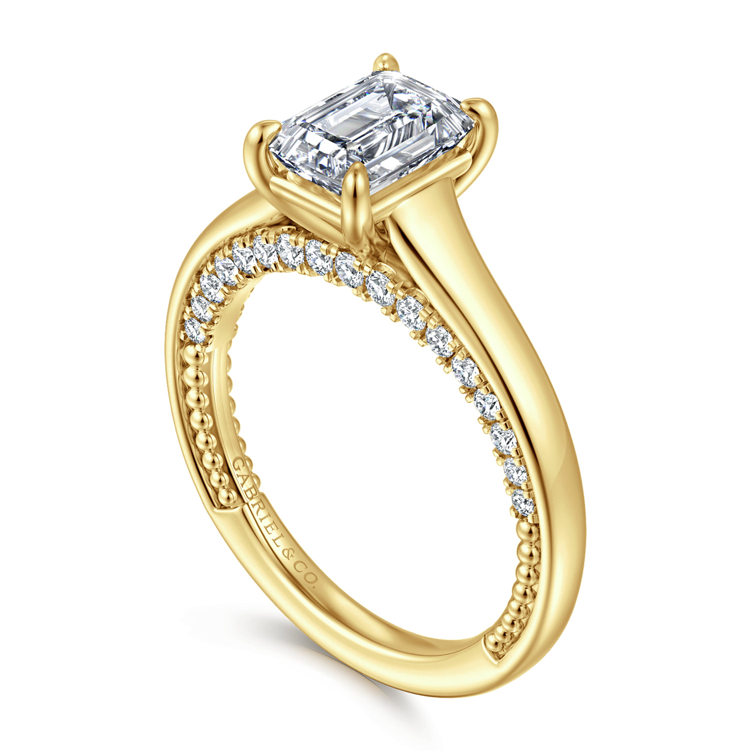 Emerald Diamond Engagement Ring in 14K Yellow Gold, photograph 3