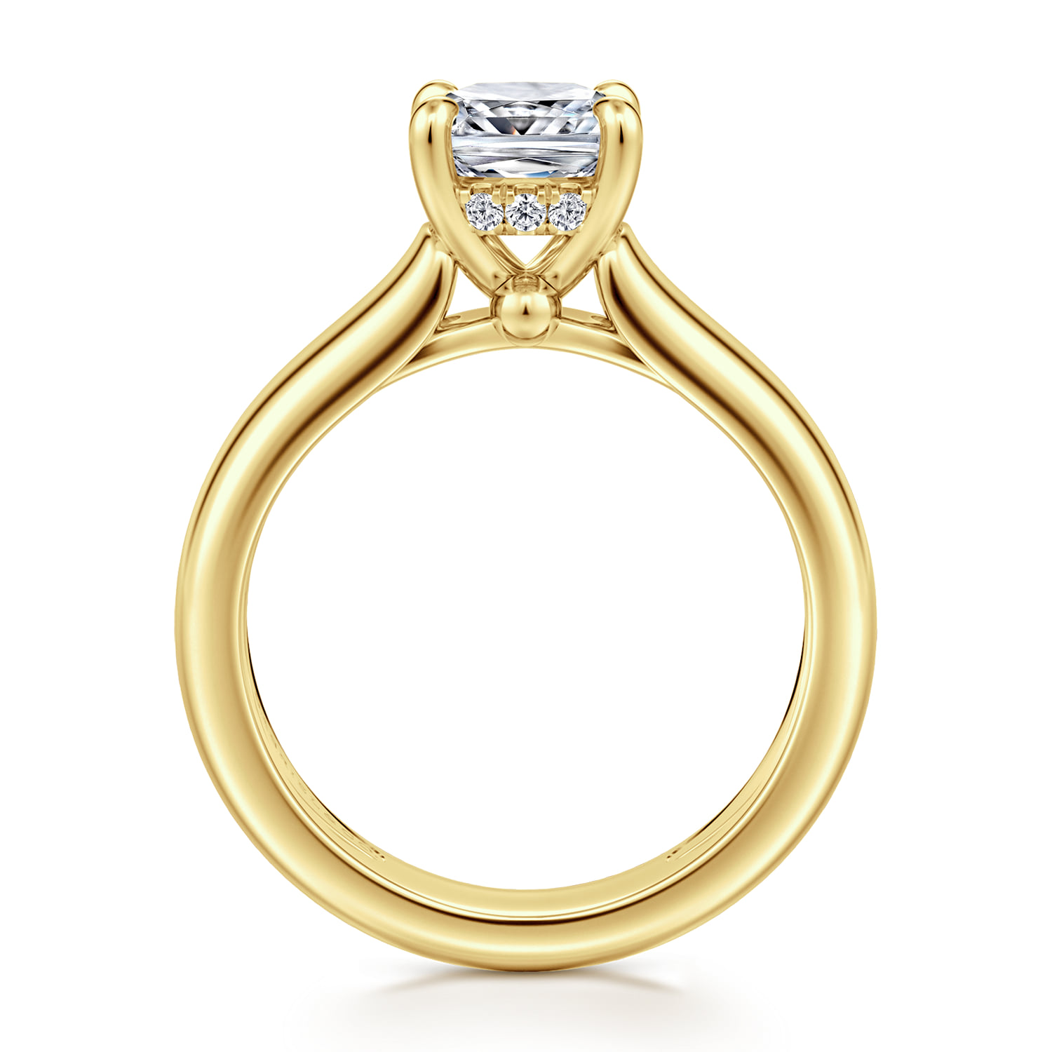 Cushion Diamond Engagement Ring in 14K Yellow Gold, photograph 2