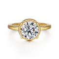 Libbie - 14K Yellow Gold Bezel Prong Round Diamond Engagement Ring