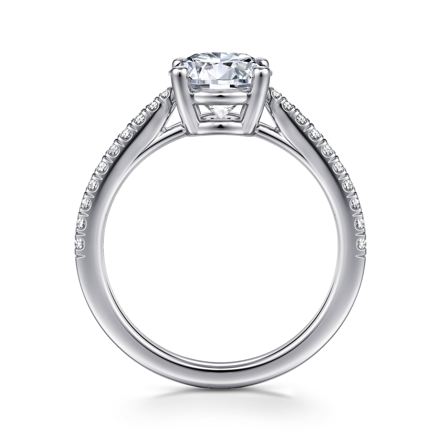 Round Diamond Engagement Ring in 14K White Gold, photograph 2
