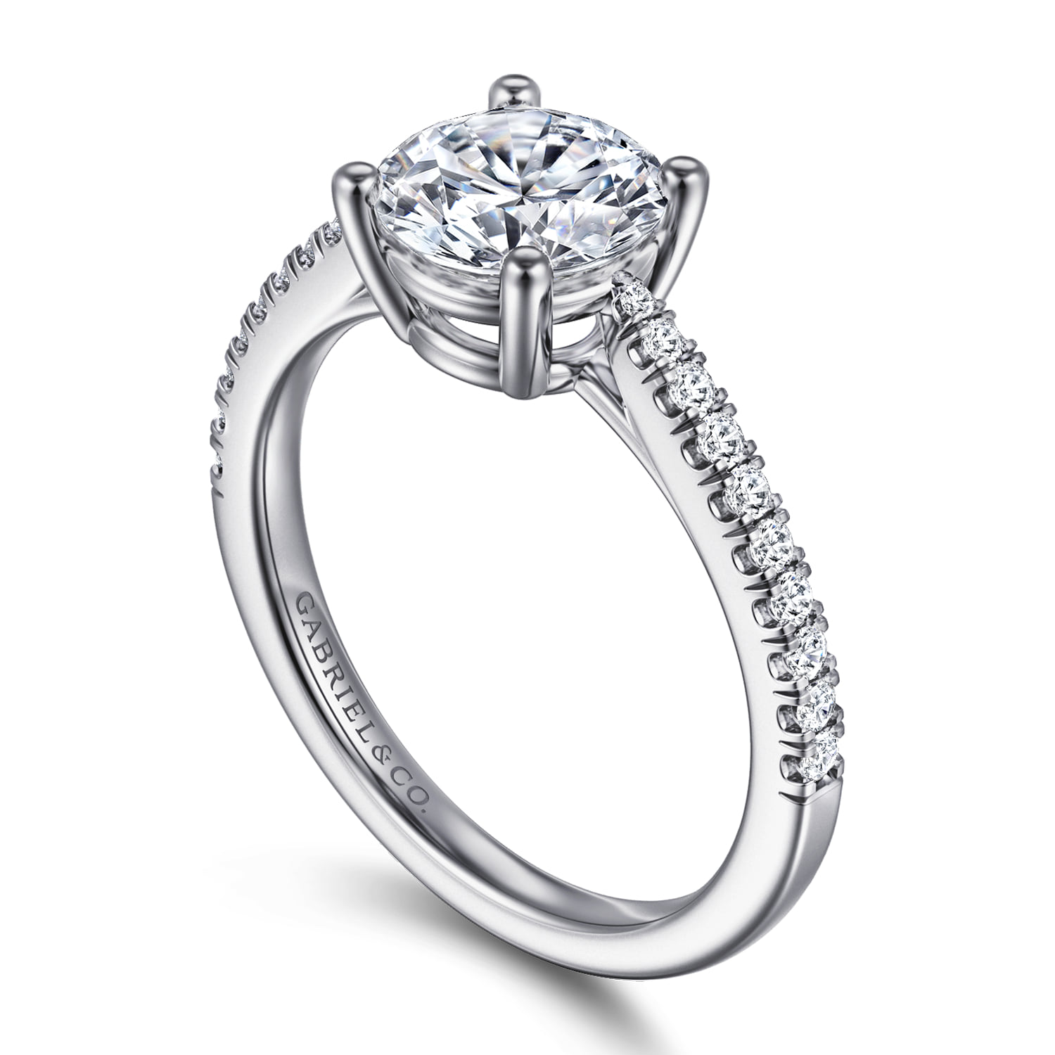 Round Diamond Engagement Ring in 14K White Gold, photograph 3