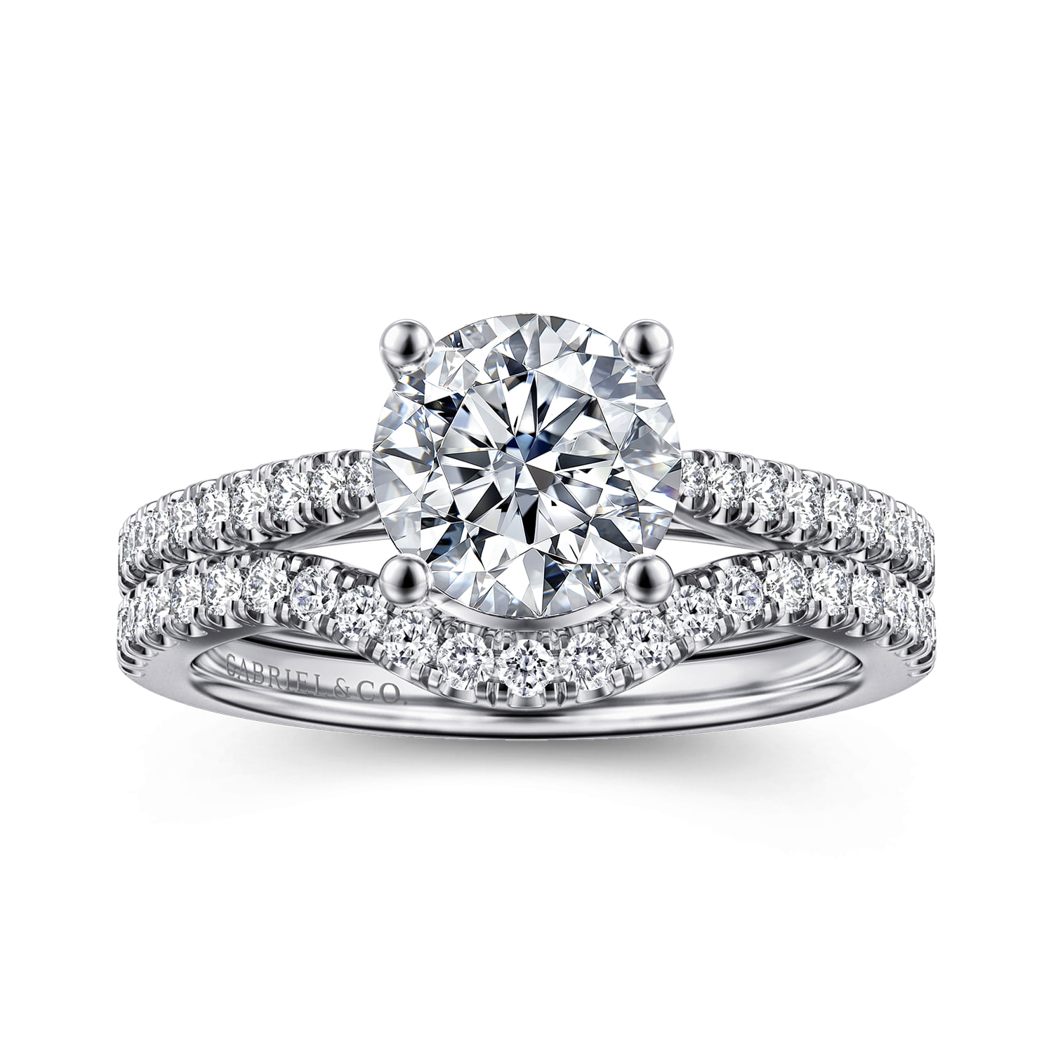 Round Diamond Engagement Ring in 14K White Gold, photograph 4