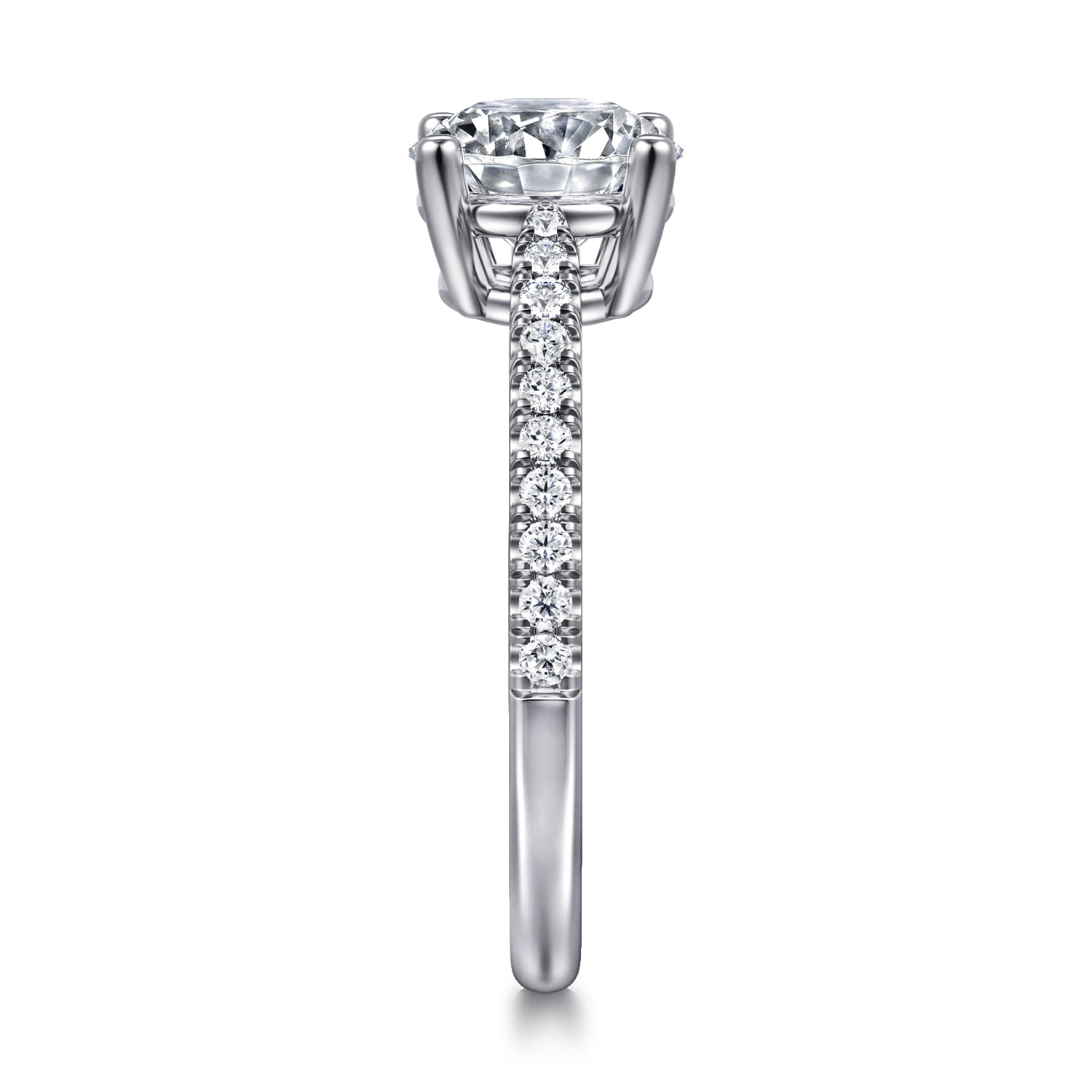 Round Diamond Engagement Ring in 14K White Gold, photograph 5
