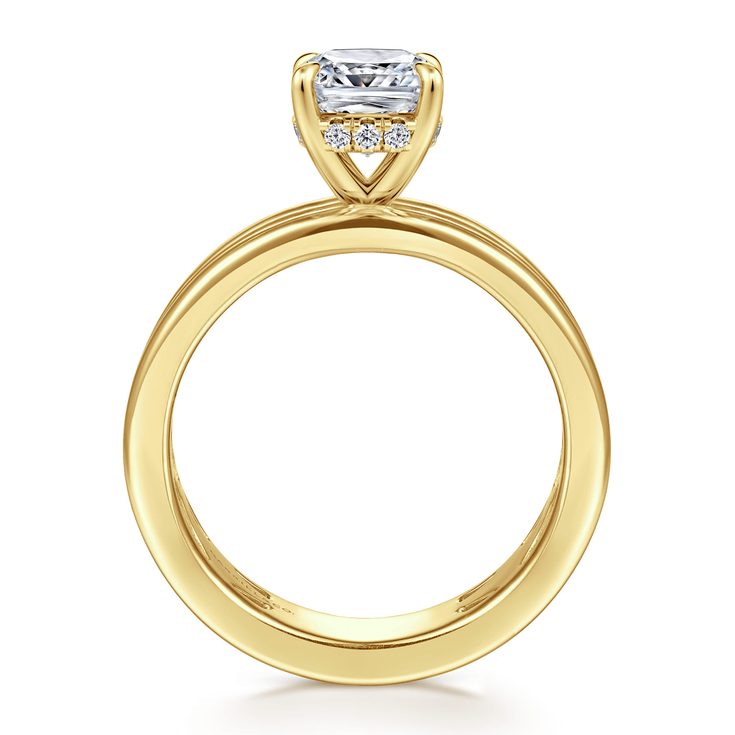 Cushion Diamond Engagement Ring in 14K Yellow Gold, photograph 2