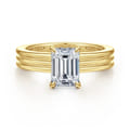 Sela - 14K Yellow Gold Emerald Cut Diamond Engagement Ring