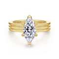 Sela - 14K Yellow Gold Marquise Shape Diamond Engagement Ring