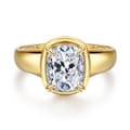 Ettie - 14K Yellow Gold Bezel Prong Elongated Cushion Diamond Engagement Ring