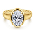 Ettie - 14K Yellow Gold Bezel Prong Oval Diamond Engagement Ring