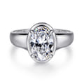 Ettie - 14K White Gold Bezel Prong Oval Diamond Engagement Ring